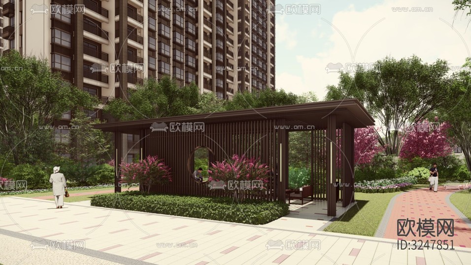 小区景观 住宅景观装修效果图下载(渲染图7)