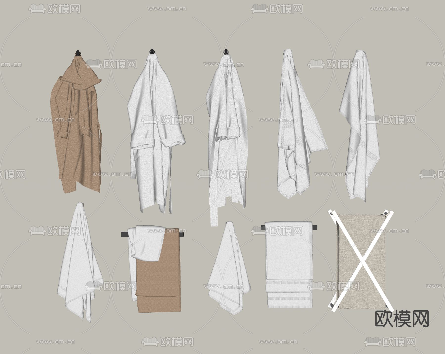 毛巾 浴袍su模型下载（渲染图1）