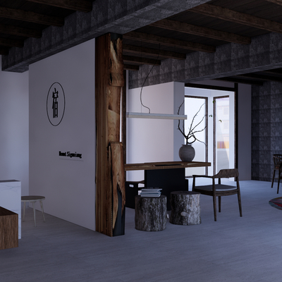  侘寂风民宿su模型 