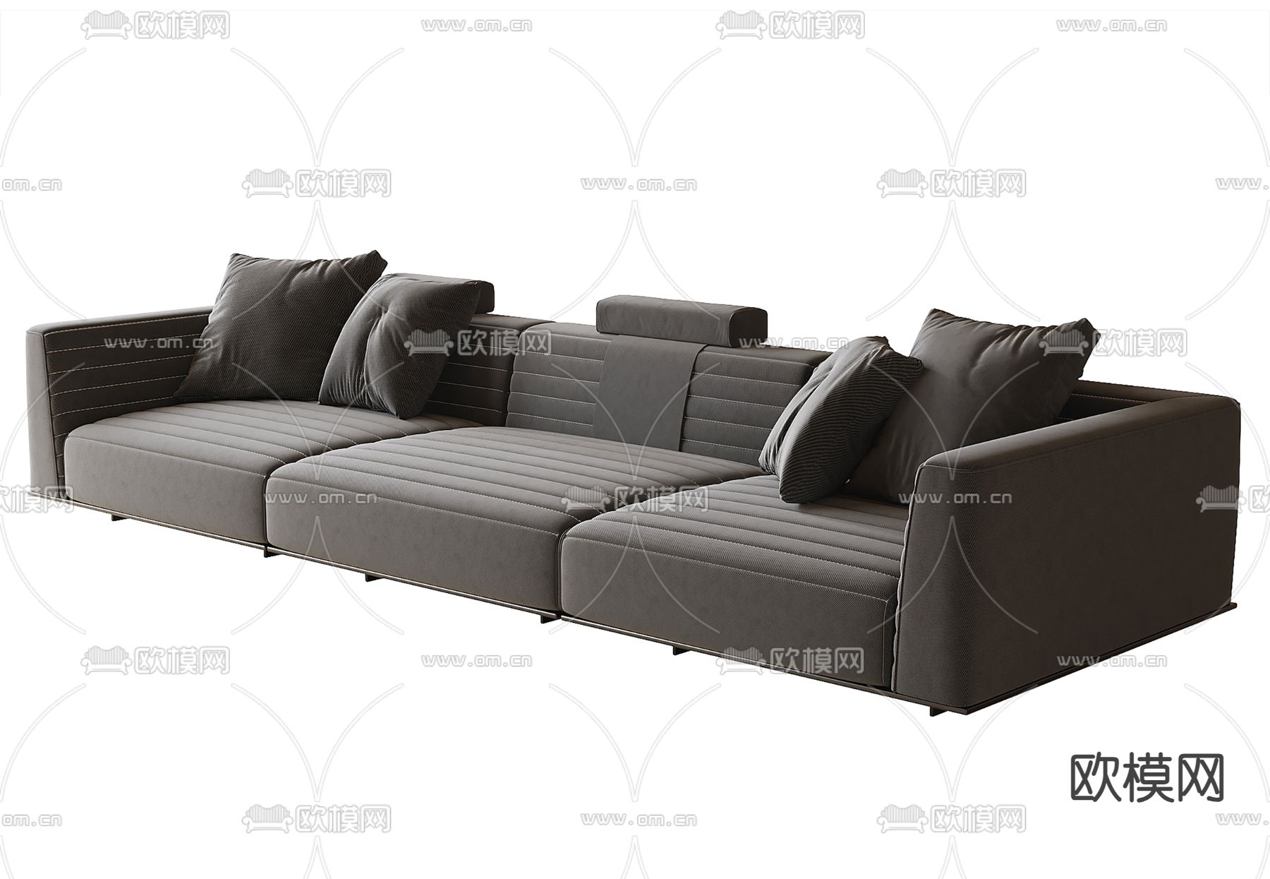 现代多人沙发 布艺沙发su模型下载（渲染图1）