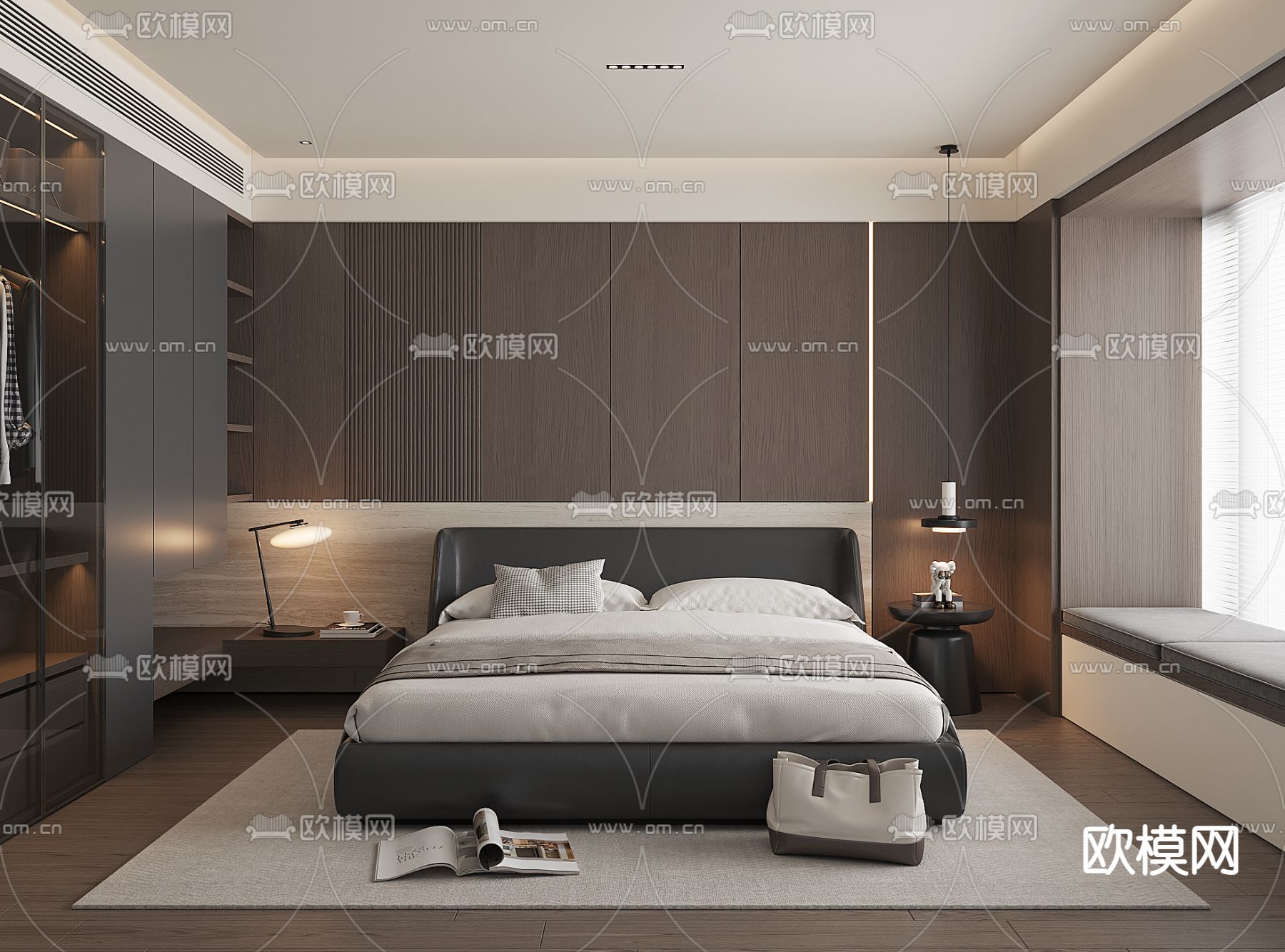 现代卧室 主人房 主卧3d模型下载
