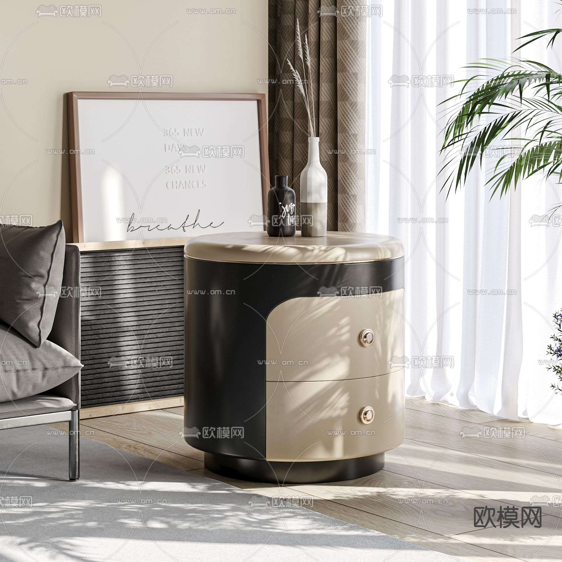 现代床头柜3d模型下载