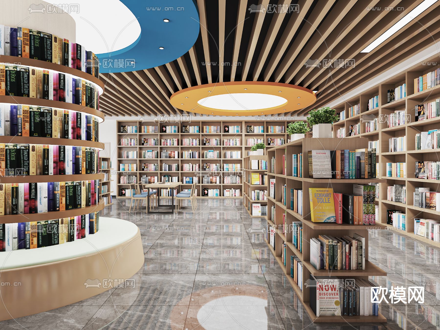 图书馆 阅览室 书店3d模型下载（渲染图2）