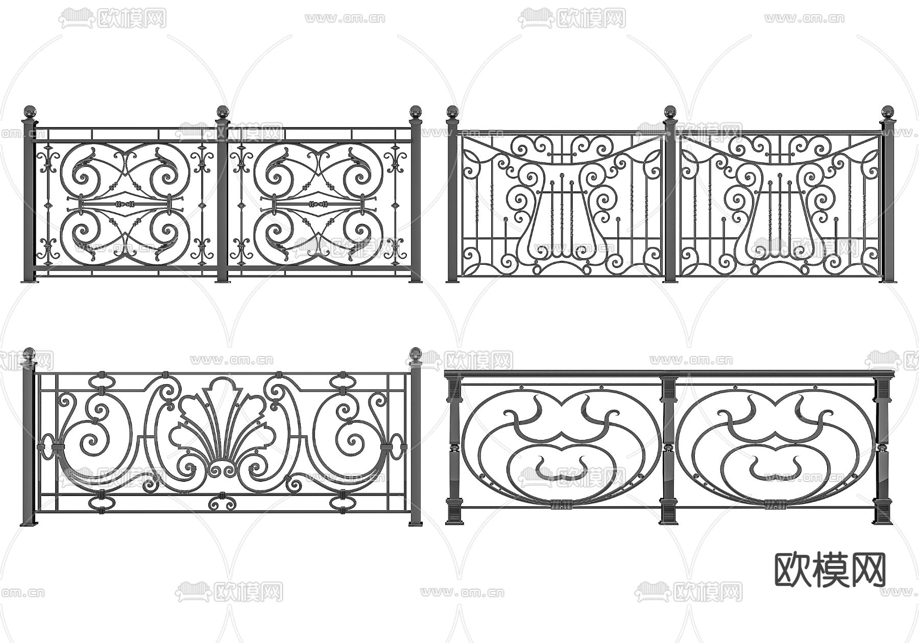 铁艺栏杆 围栏 阳台护栏3d模型下载