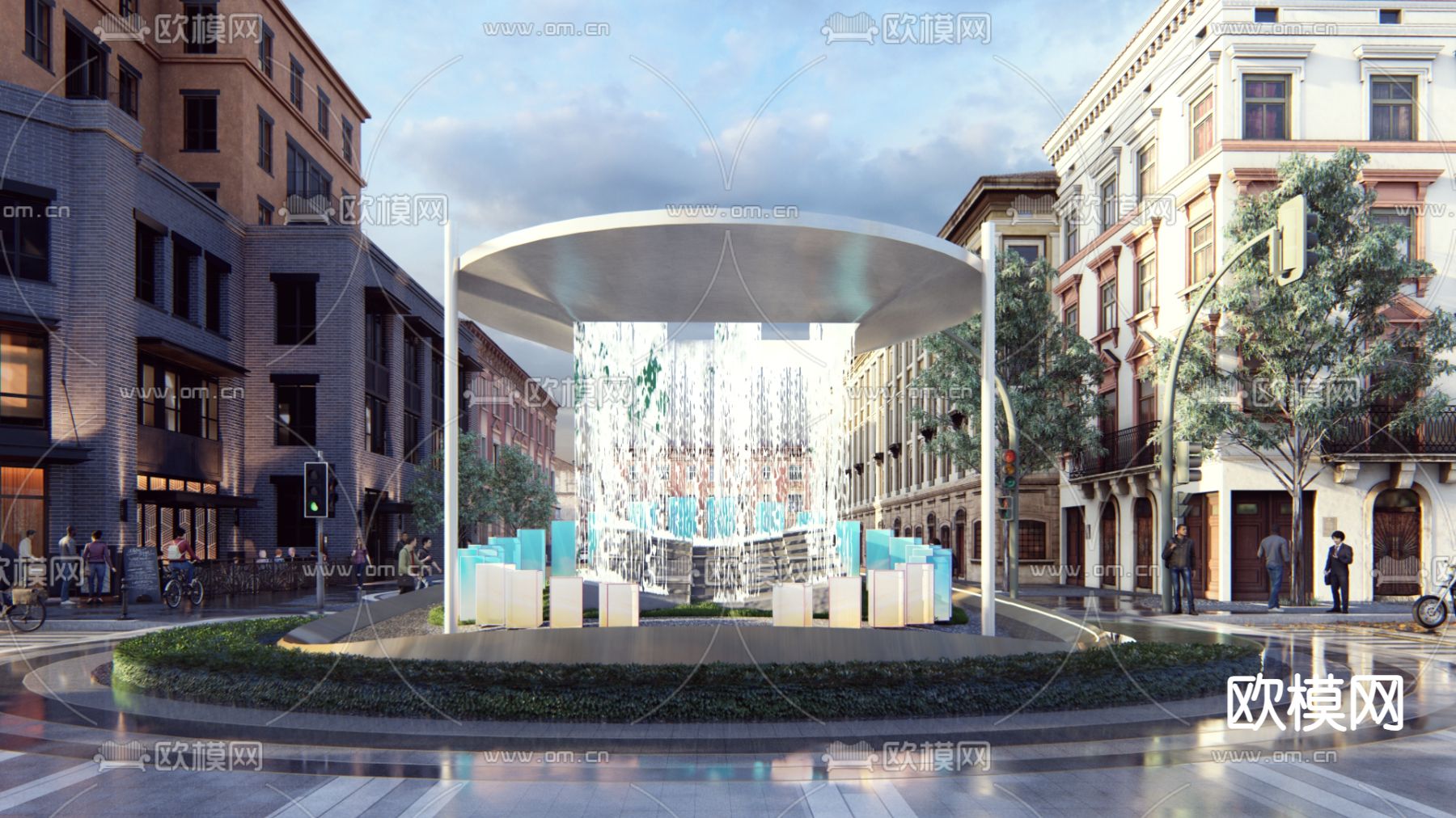 雕塑小品 水景雕塑su模型下载（渲染图1）