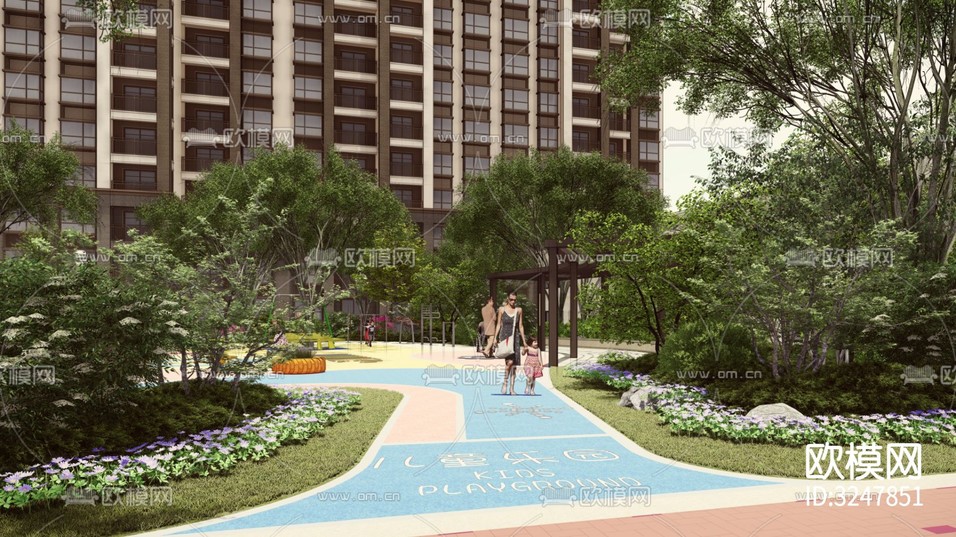 小区景观 住宅景观装修效果图下载(渲染图9)