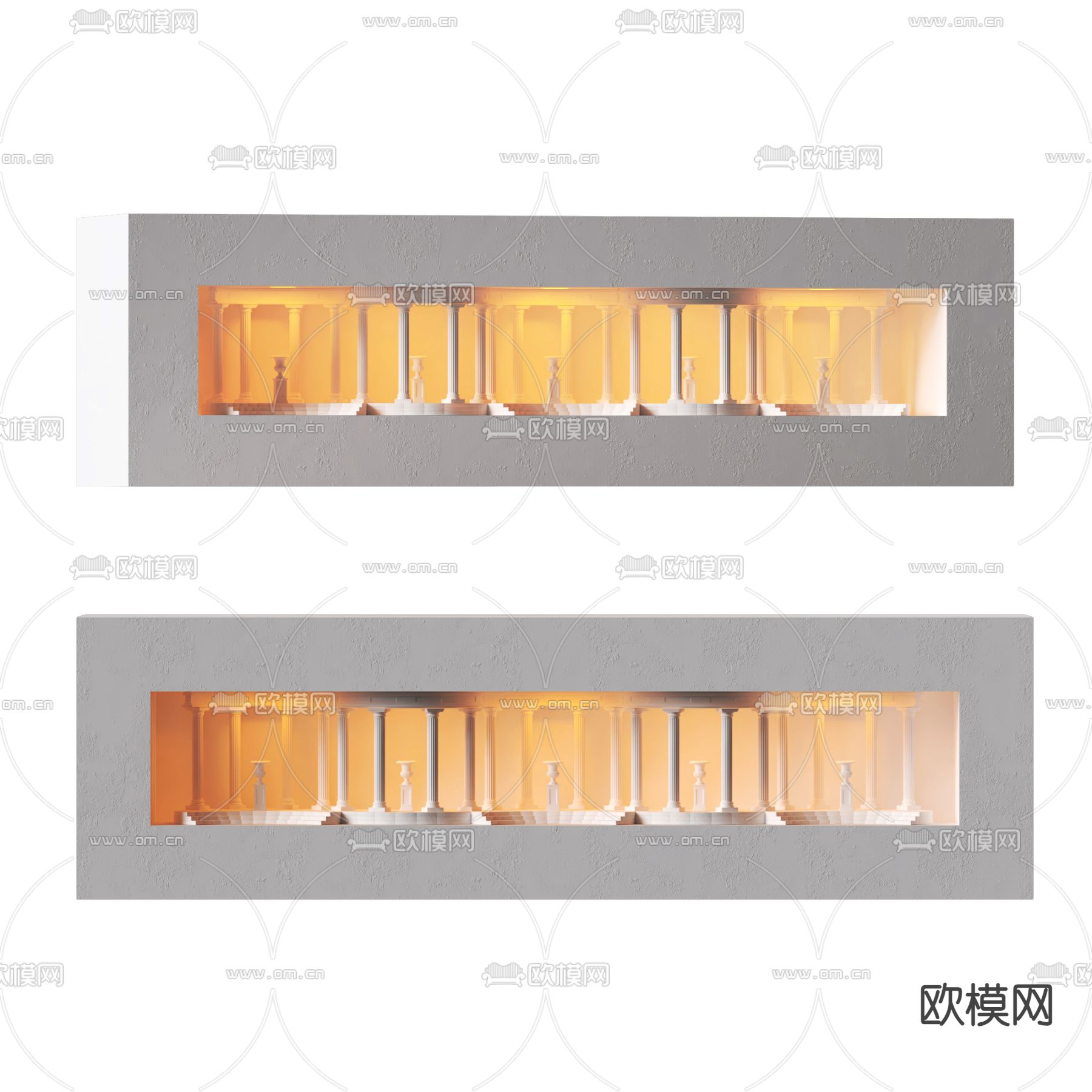 侘寂风 嵌入式转角壁灯3d模型下载
