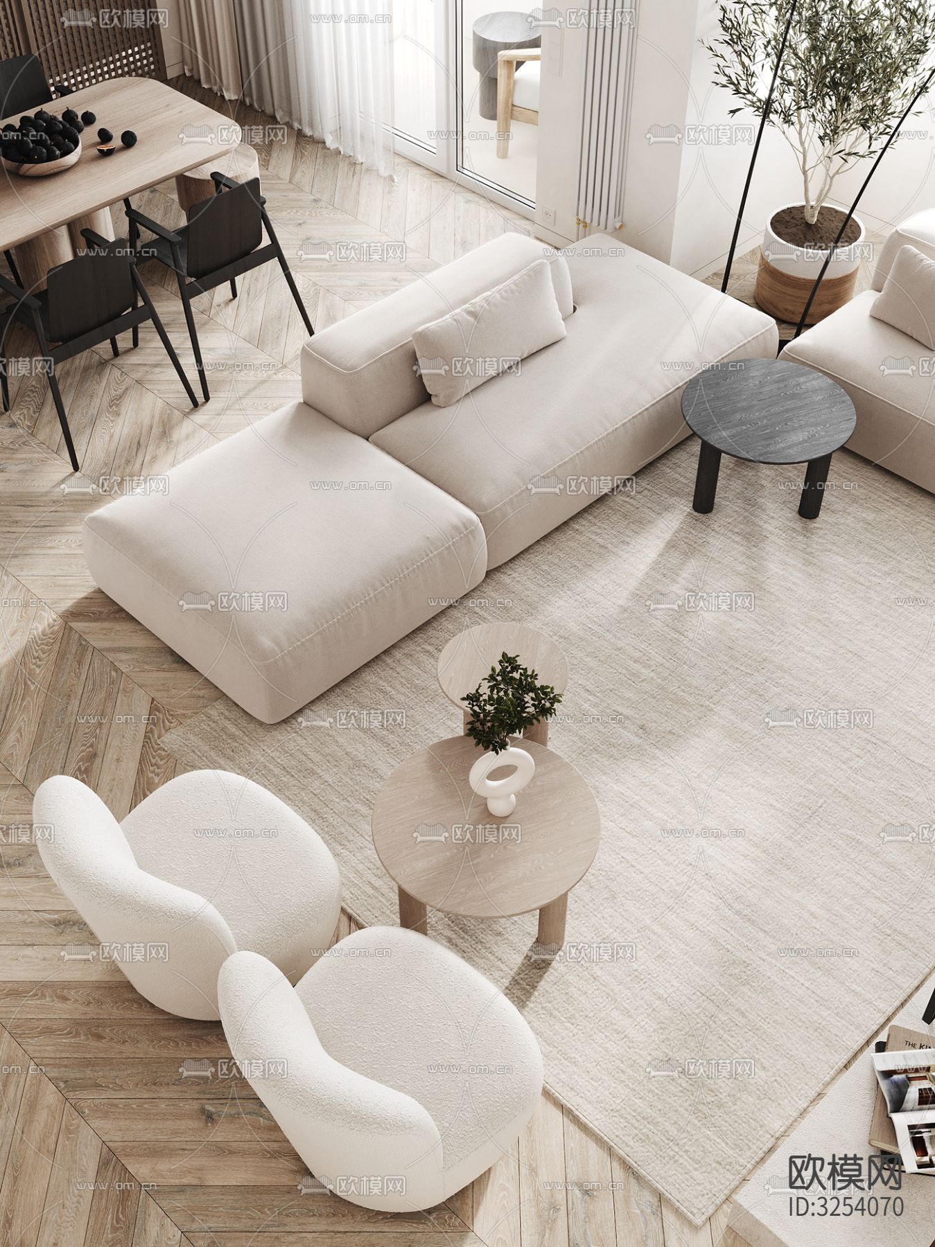 中性色系公寓装修效果图下载（渲染图1）