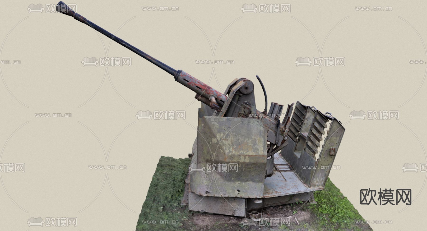 工业风大炮3d模型下载（渲染图2）