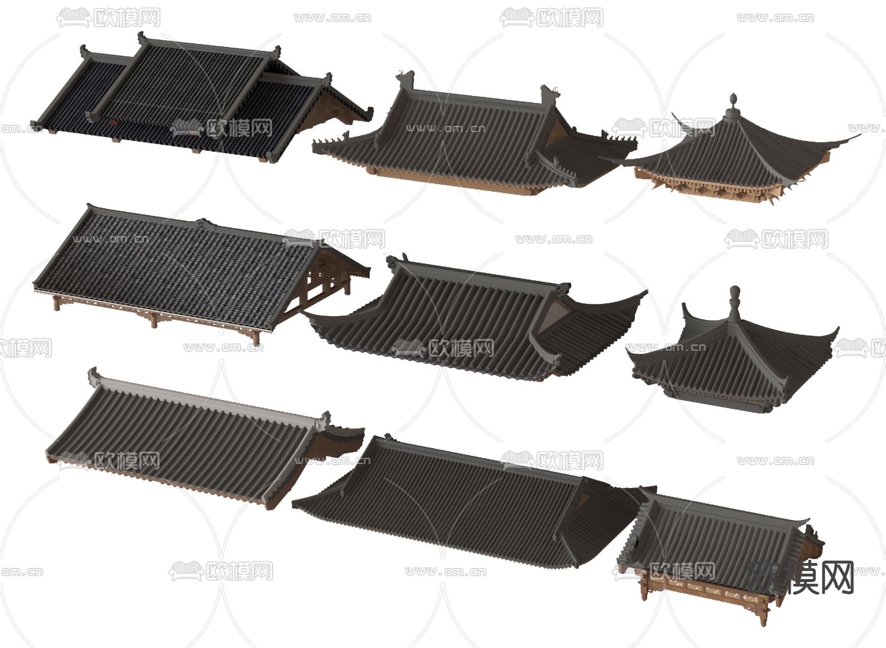 中式古建屋顶 古建屋檐 3d模型下载