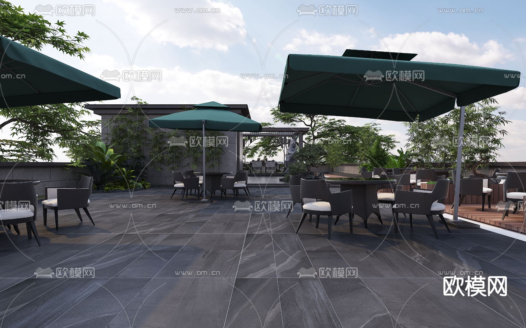 新中屋顶庭院3d模型下载（渲染图2）