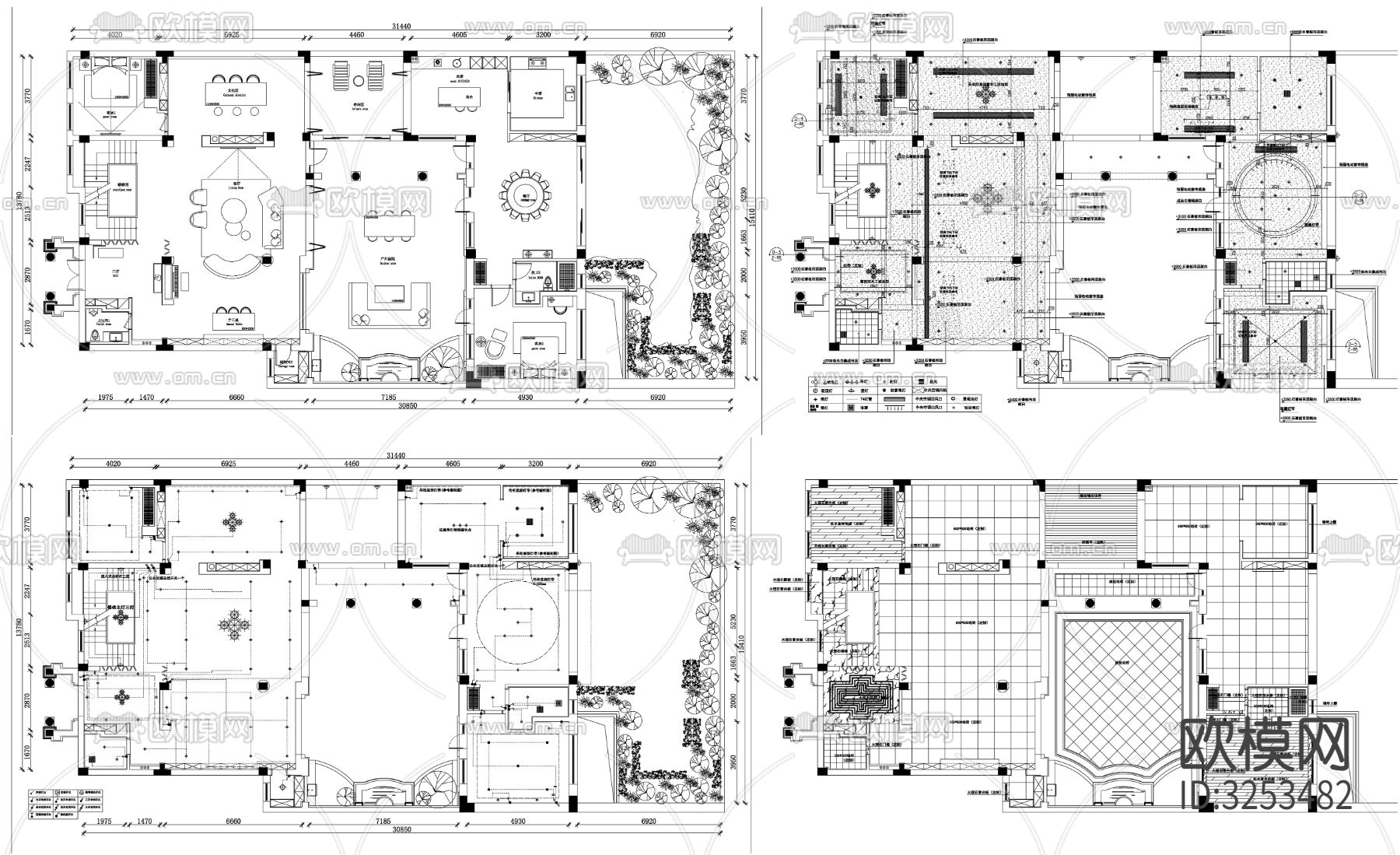 家具布置强电弱电给排水插座空调布局cad施工图下载（渲染图6）
