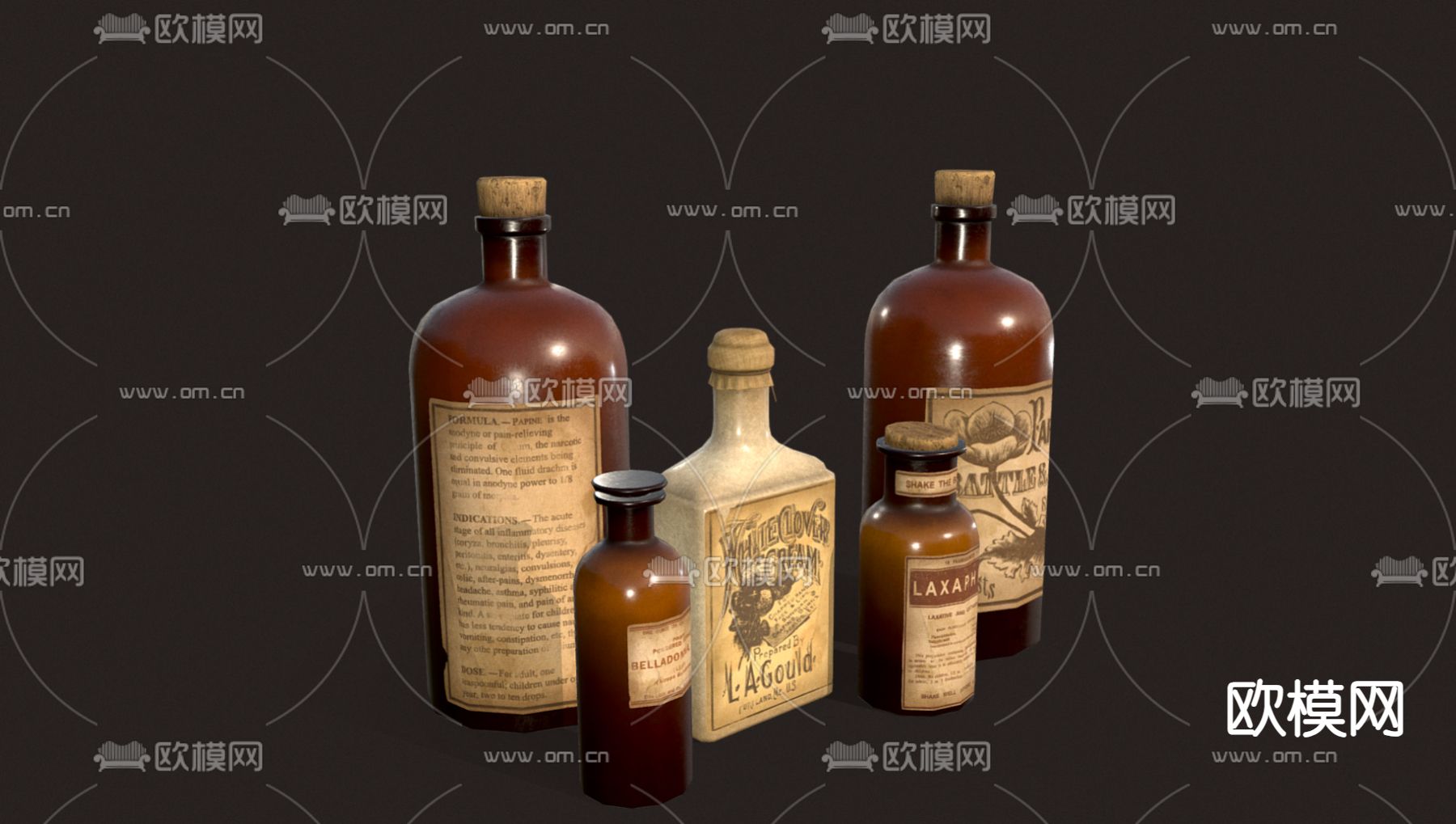 欧式古典药瓶3d模型下载（渲染图4）