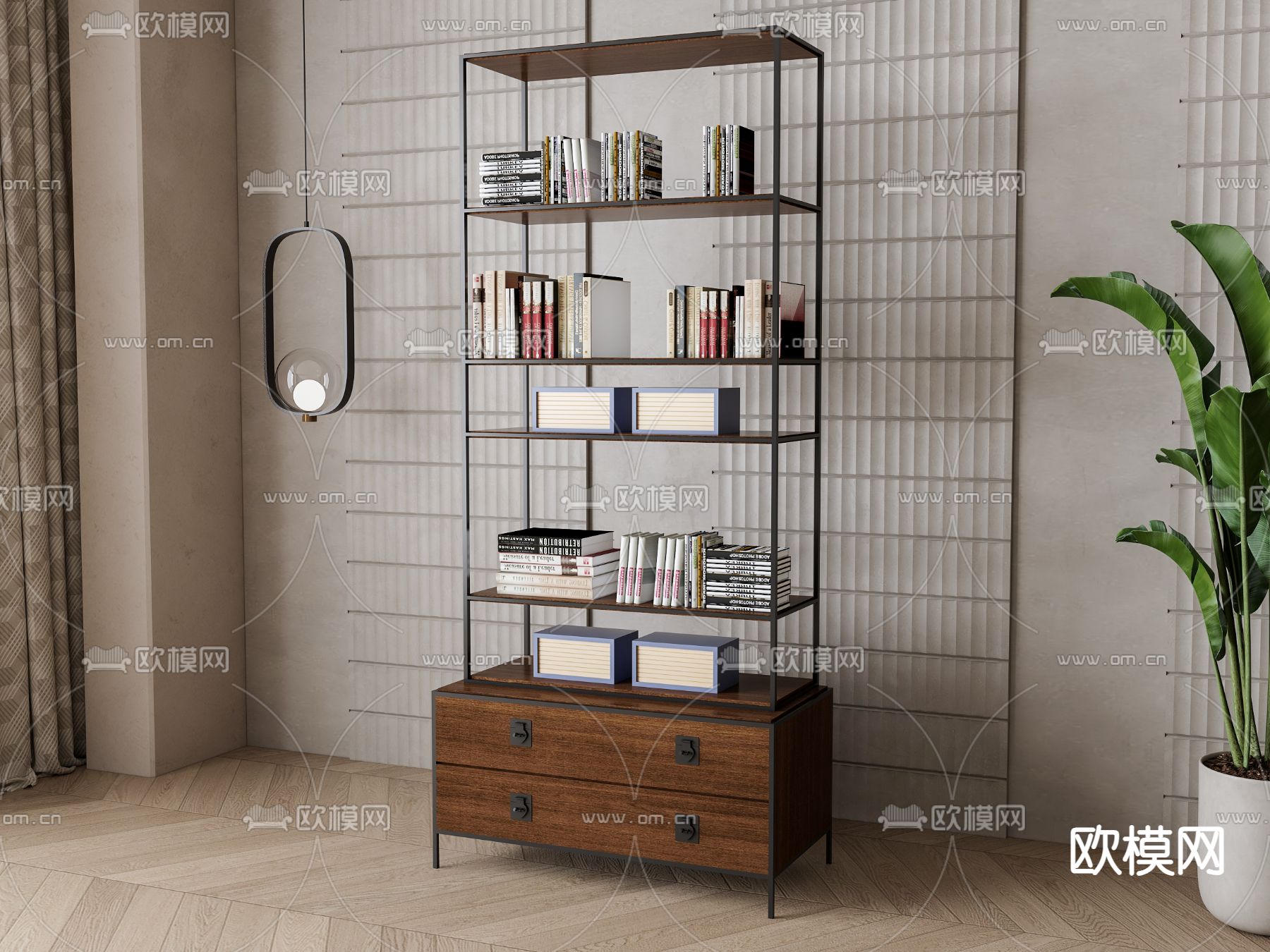 北欧书架su模型下载（渲染图2）