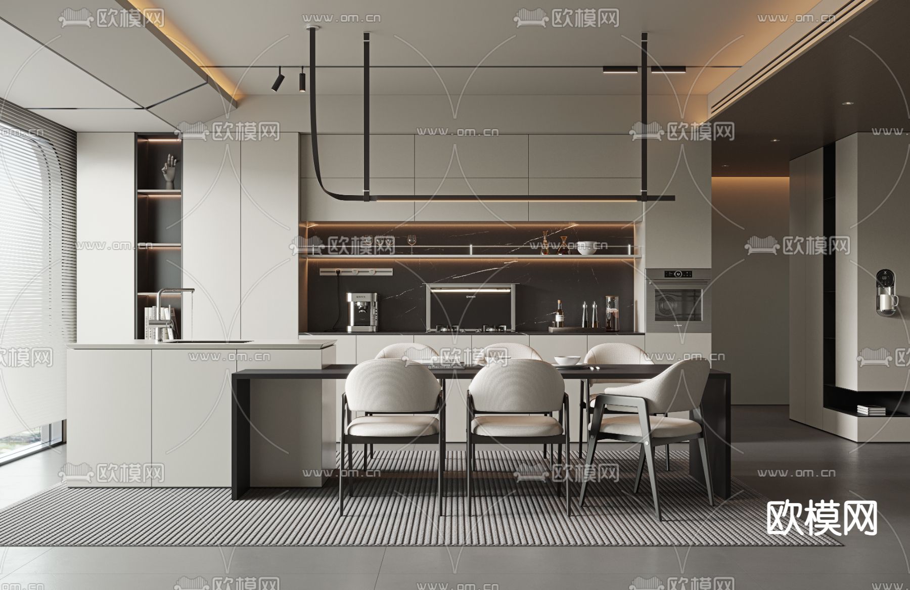 中岛餐厅3d模型下载（渲染图1）