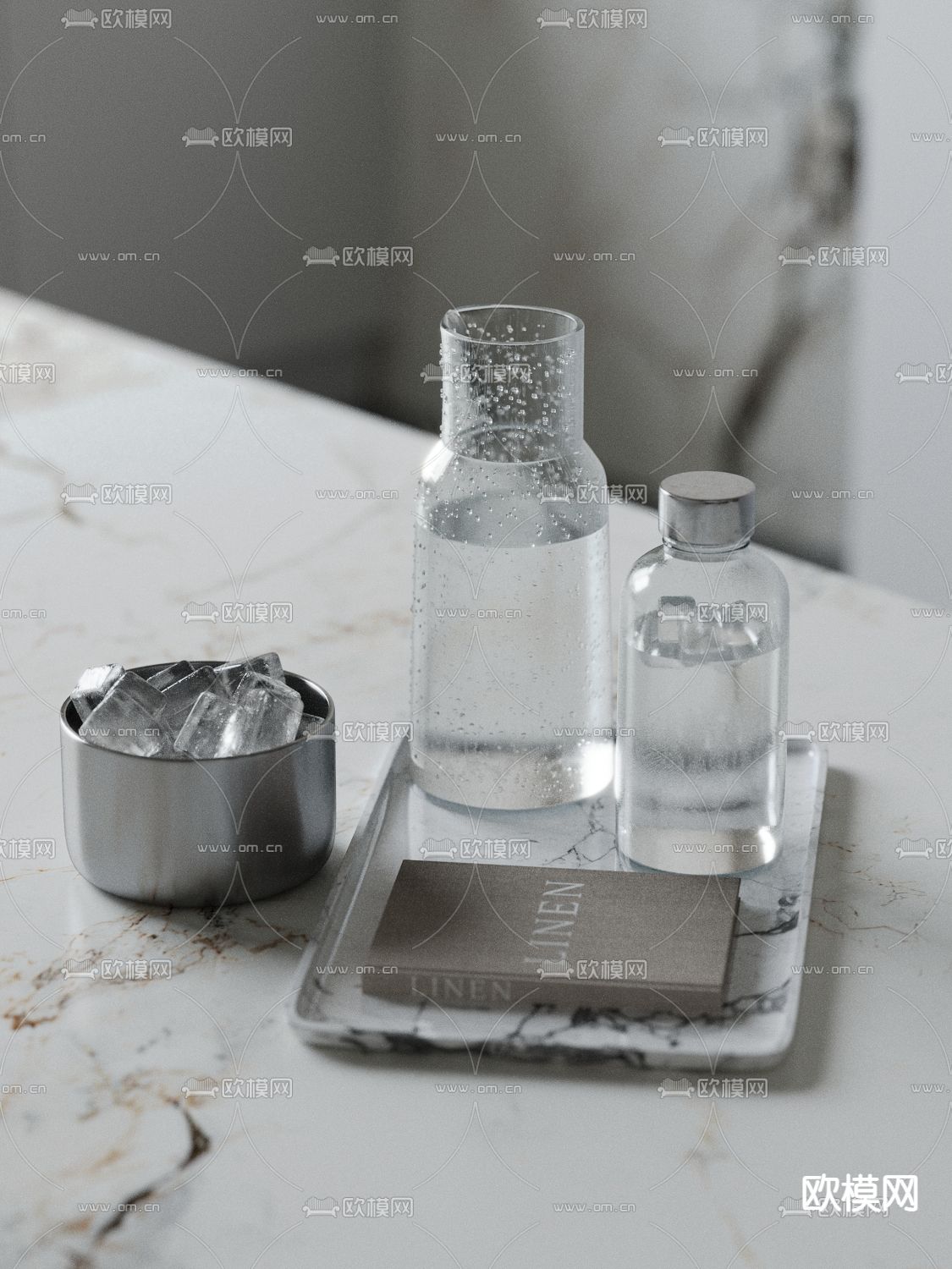 书本 冰块 水壶 水杯 冰块su模型下载（渲染图2）