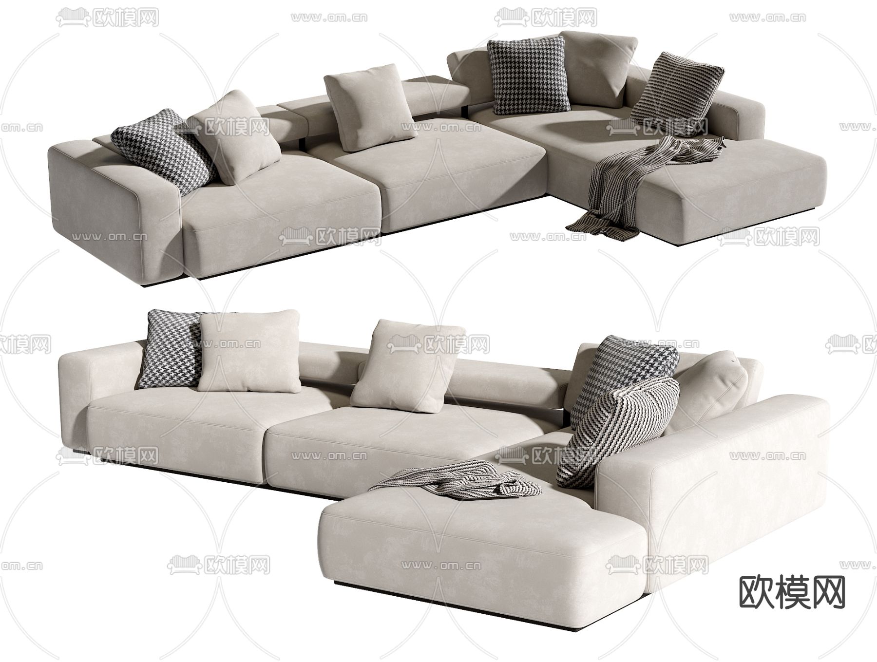 Minotti 多人沙发su模型下载（渲染图2）