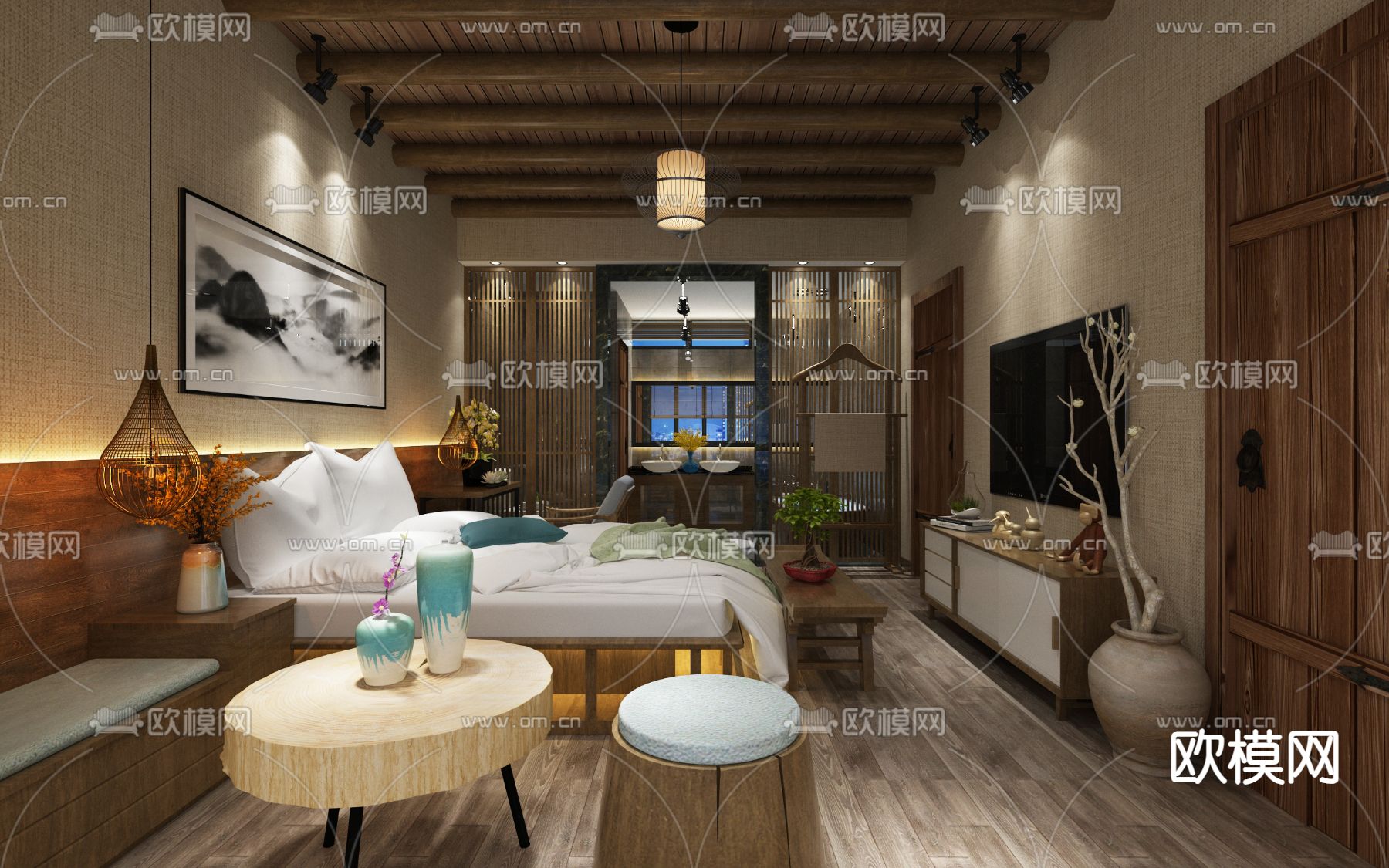 酒店民宿 客房3d模型下载