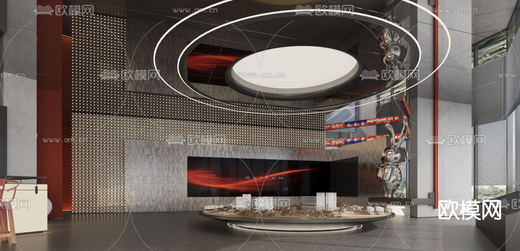 工业风售楼处 大厅3d模型下载（渲染图2）