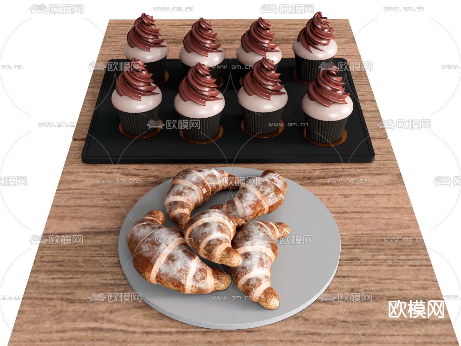 食物 牛角包 蛋糕 可颂su模型下载（渲染图2）