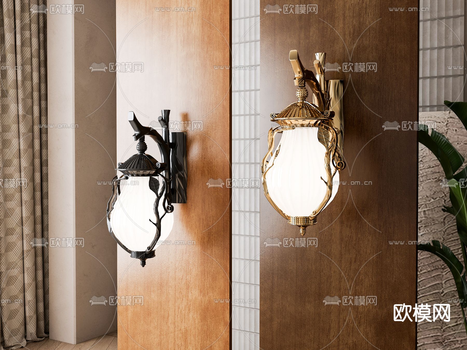 法式壁灯3d模型下载