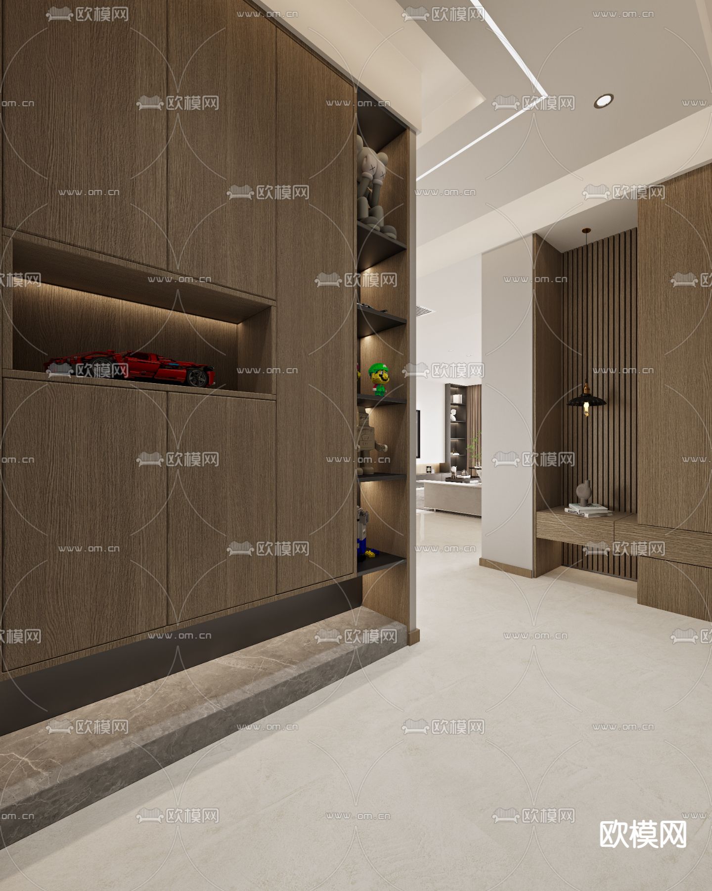 现代客餐厅 岛大理石餐桌3d模型下载（渲染图3）