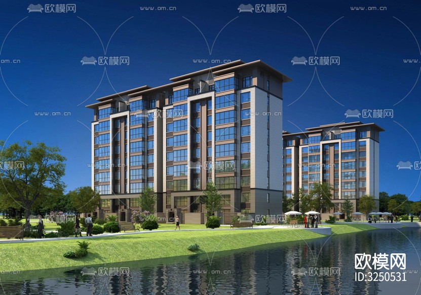 小區(qū)景觀 住宅景觀裝修效果圖下載(渲染圖6)