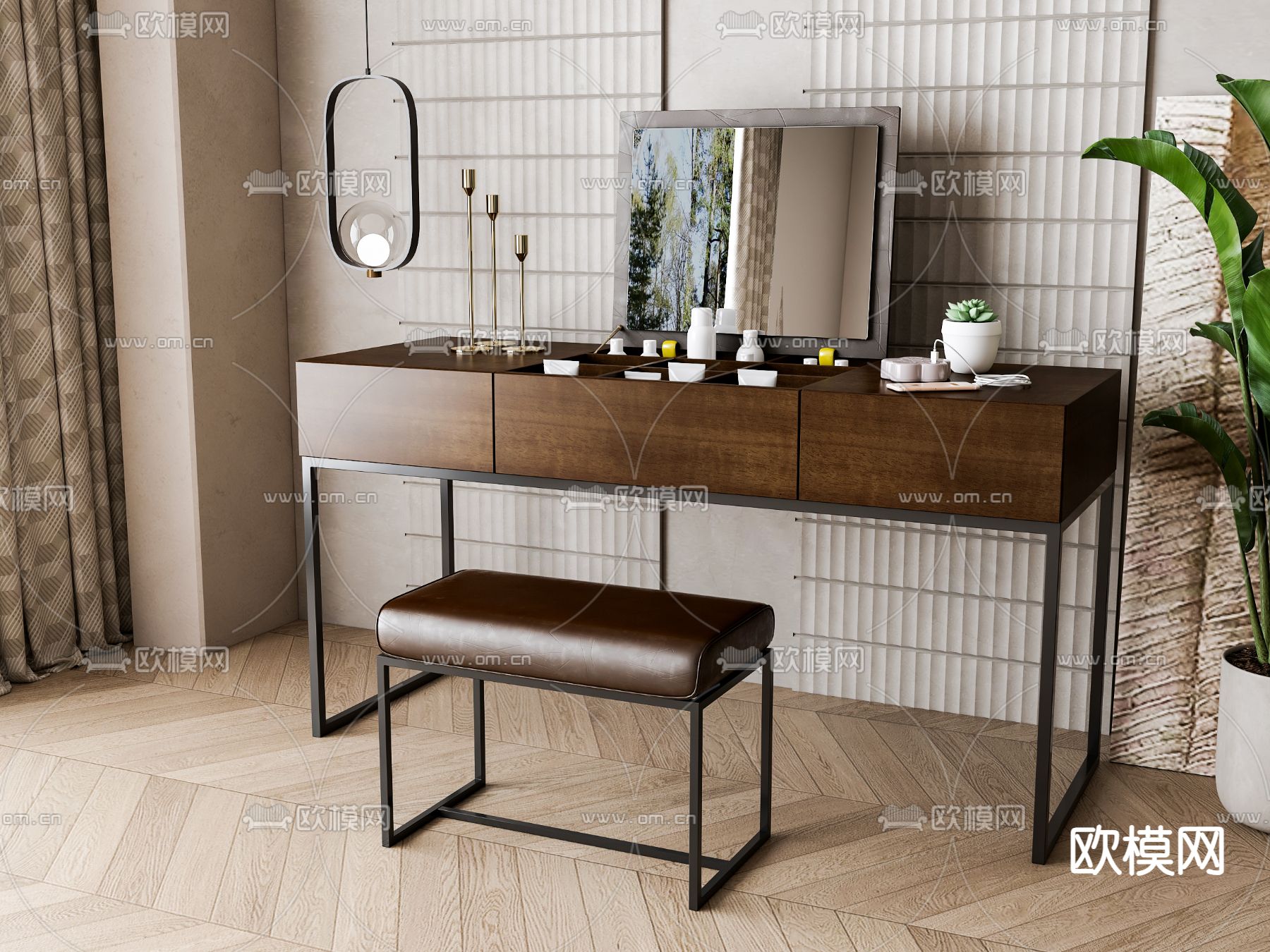 北欧梳妆台 化妆桌3d模型下载