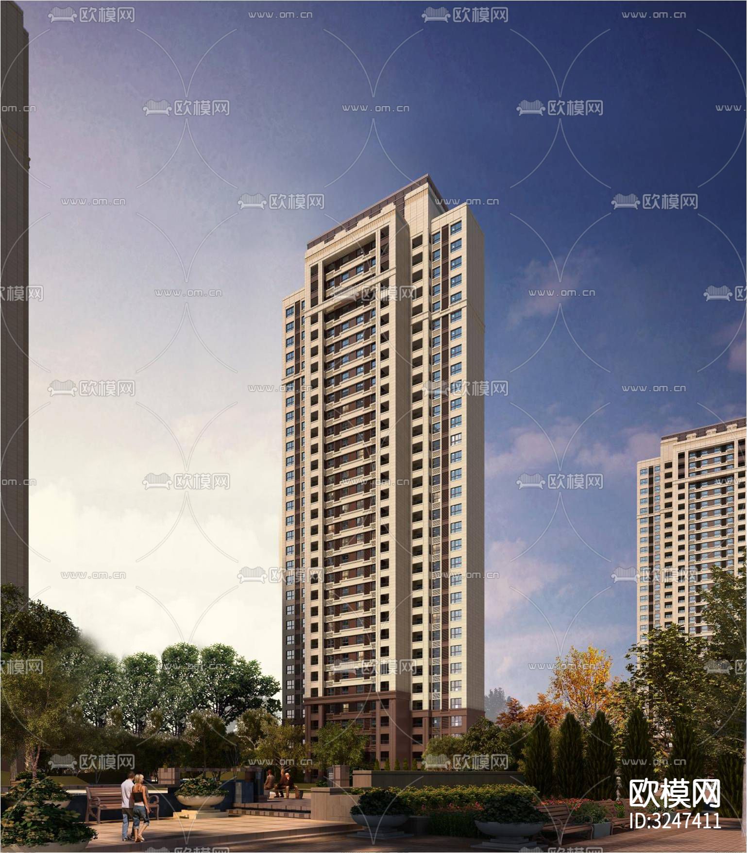 住宅楼装修效果图下载（渲染图5）