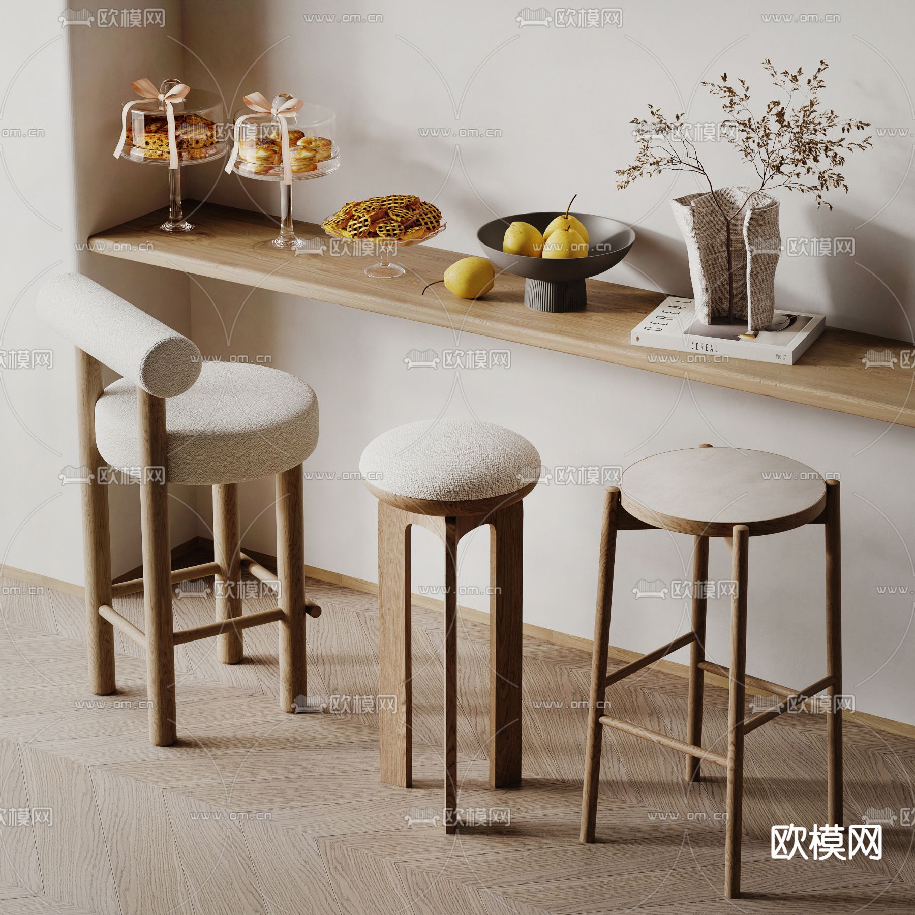 现代北欧吧椅 吧凳 高脚凳3d模型下载