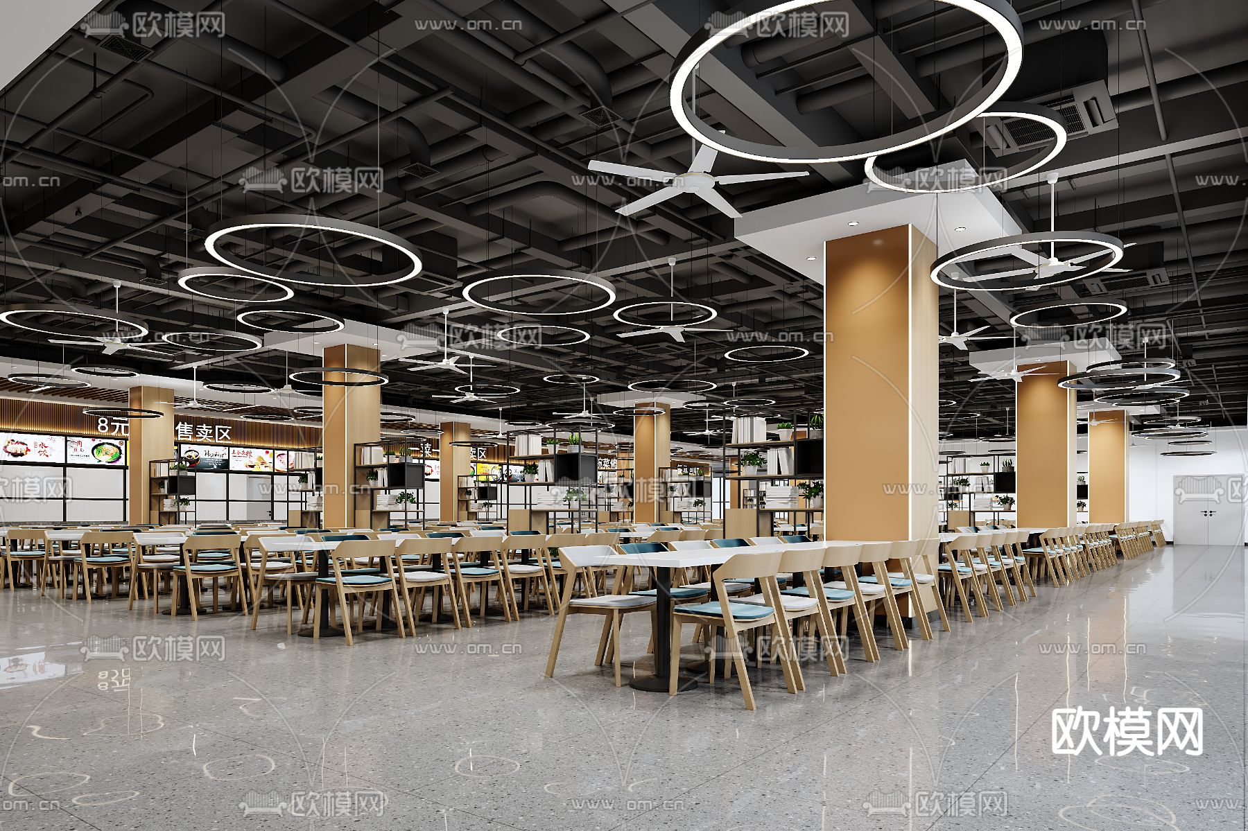 食堂3d模型下载（渲染图3）
