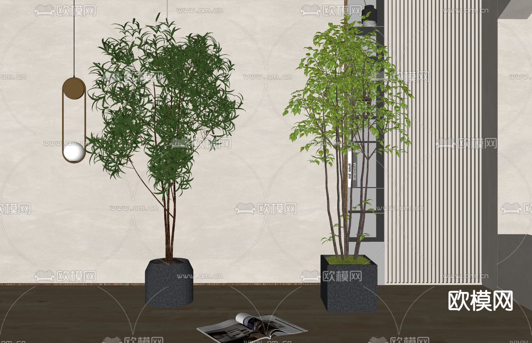 现代绿植 盆栽su模型下载（渲染图1）