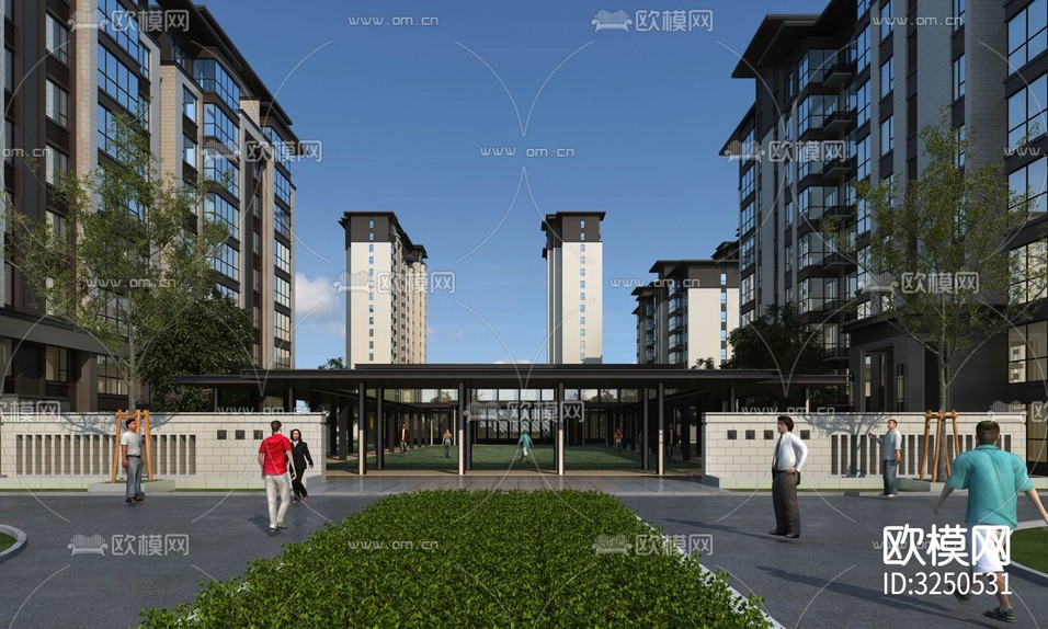 小區(qū)景觀 住宅景觀裝修效果圖下載(渲染圖5)