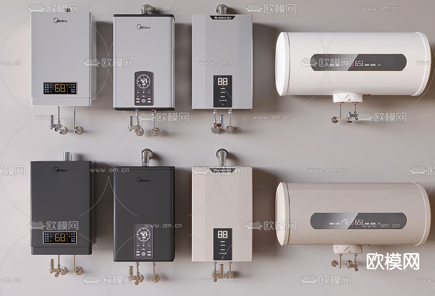 现代智能热水器3d模型下载