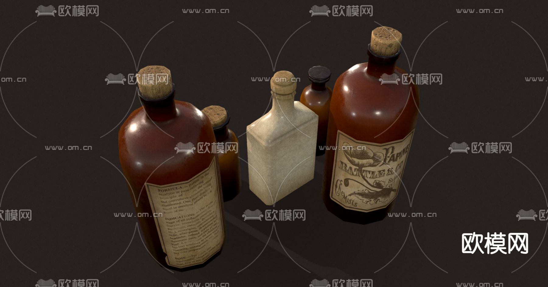 欧式古典药瓶3d模型下载（渲染图2）