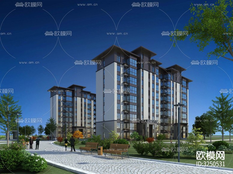 小區(qū)景觀 住宅景觀裝修效果圖下載(渲染圖2)