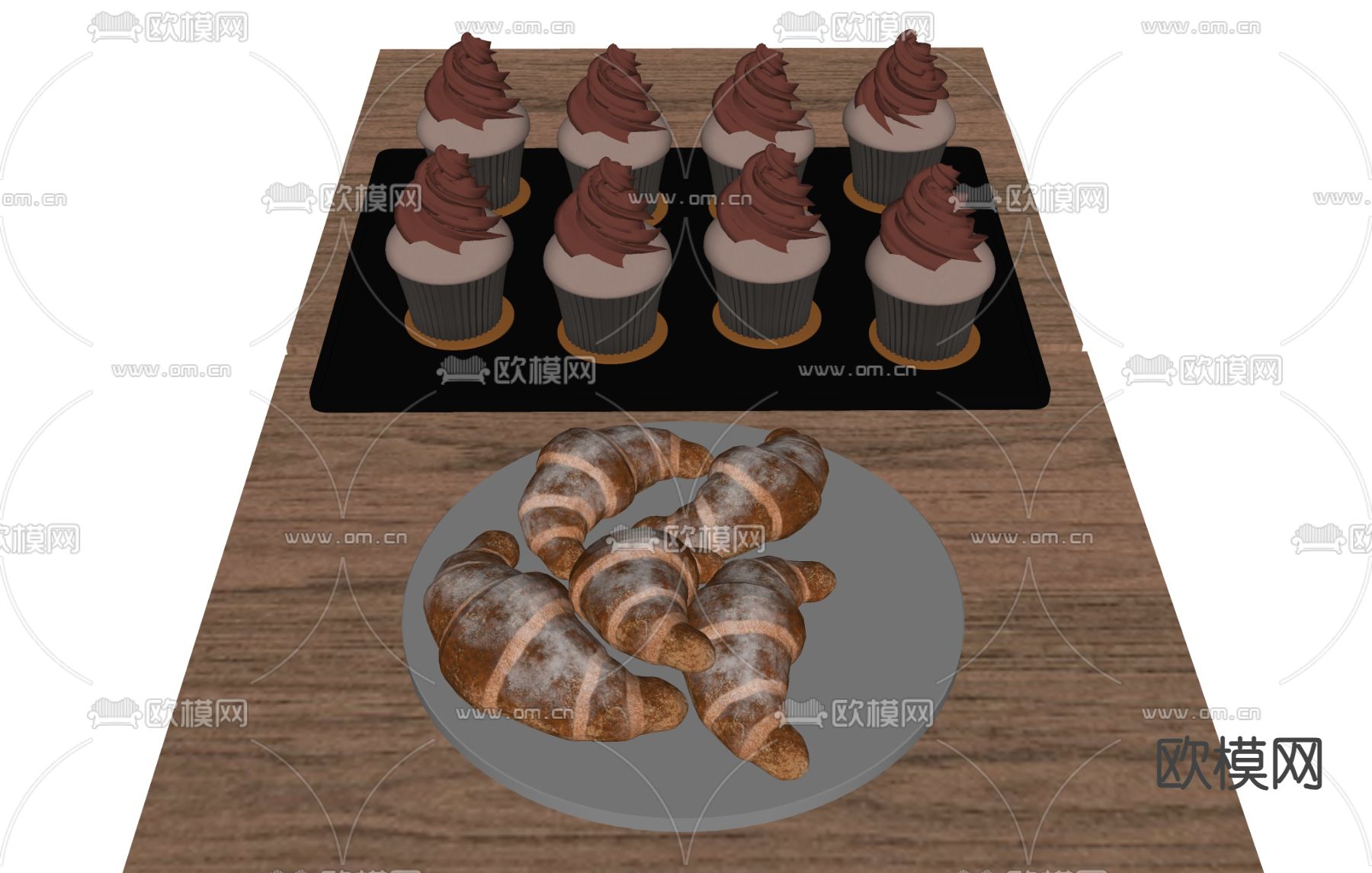 食物 牛角包 蛋糕 可颂su模型下载（渲染图1）