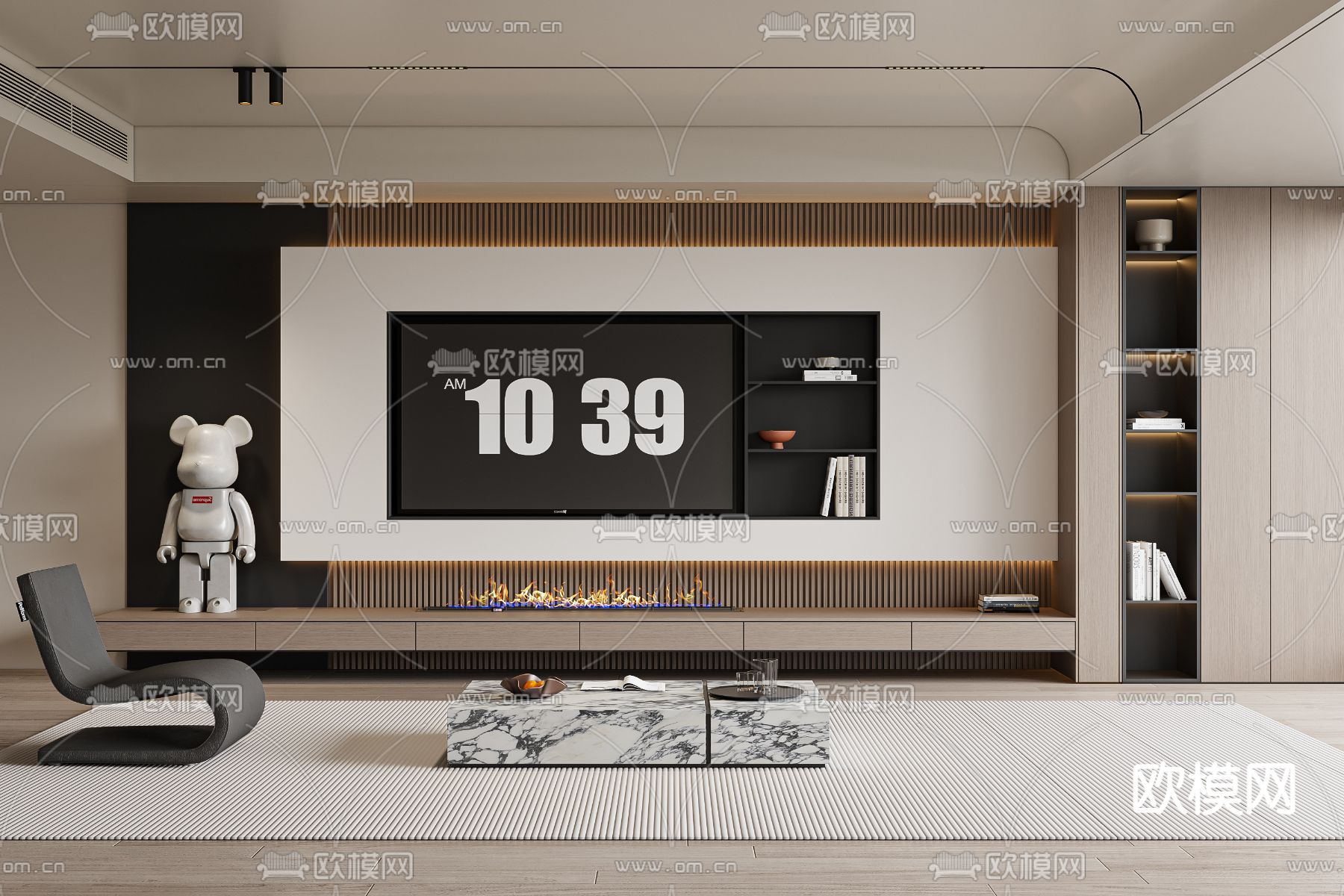 现代电视背景墙3d模型