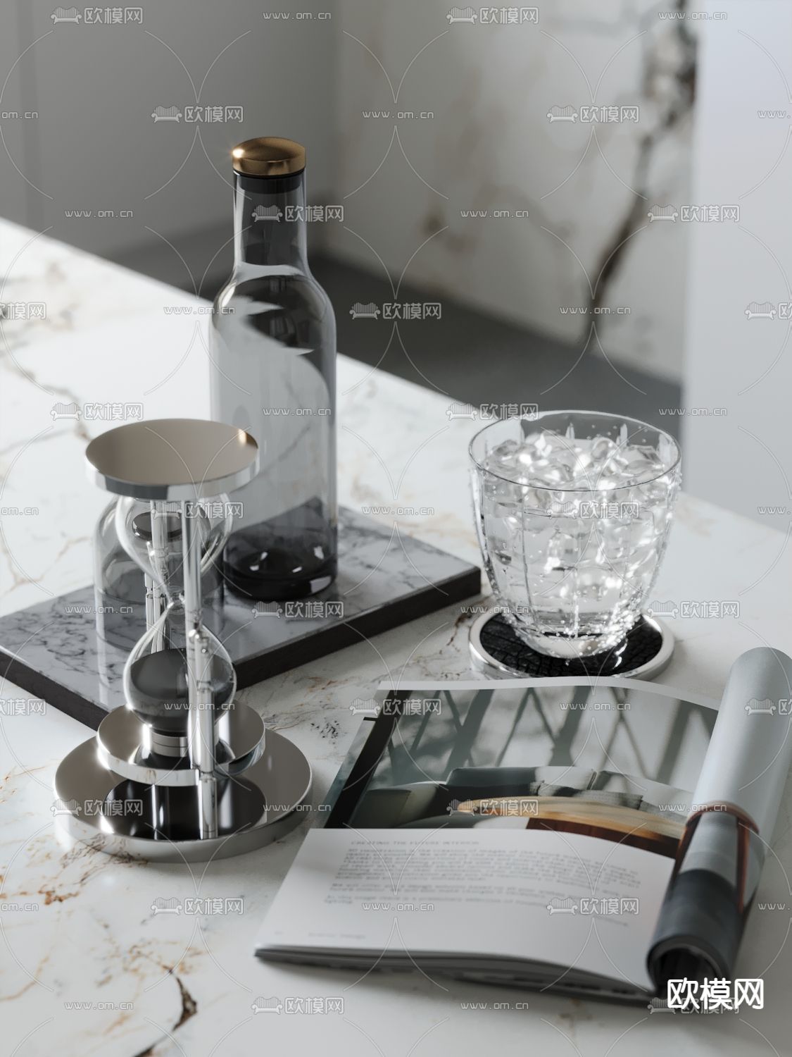 摆件 水杯 酒杯 书籍 杂志su模型下载（渲染图2）