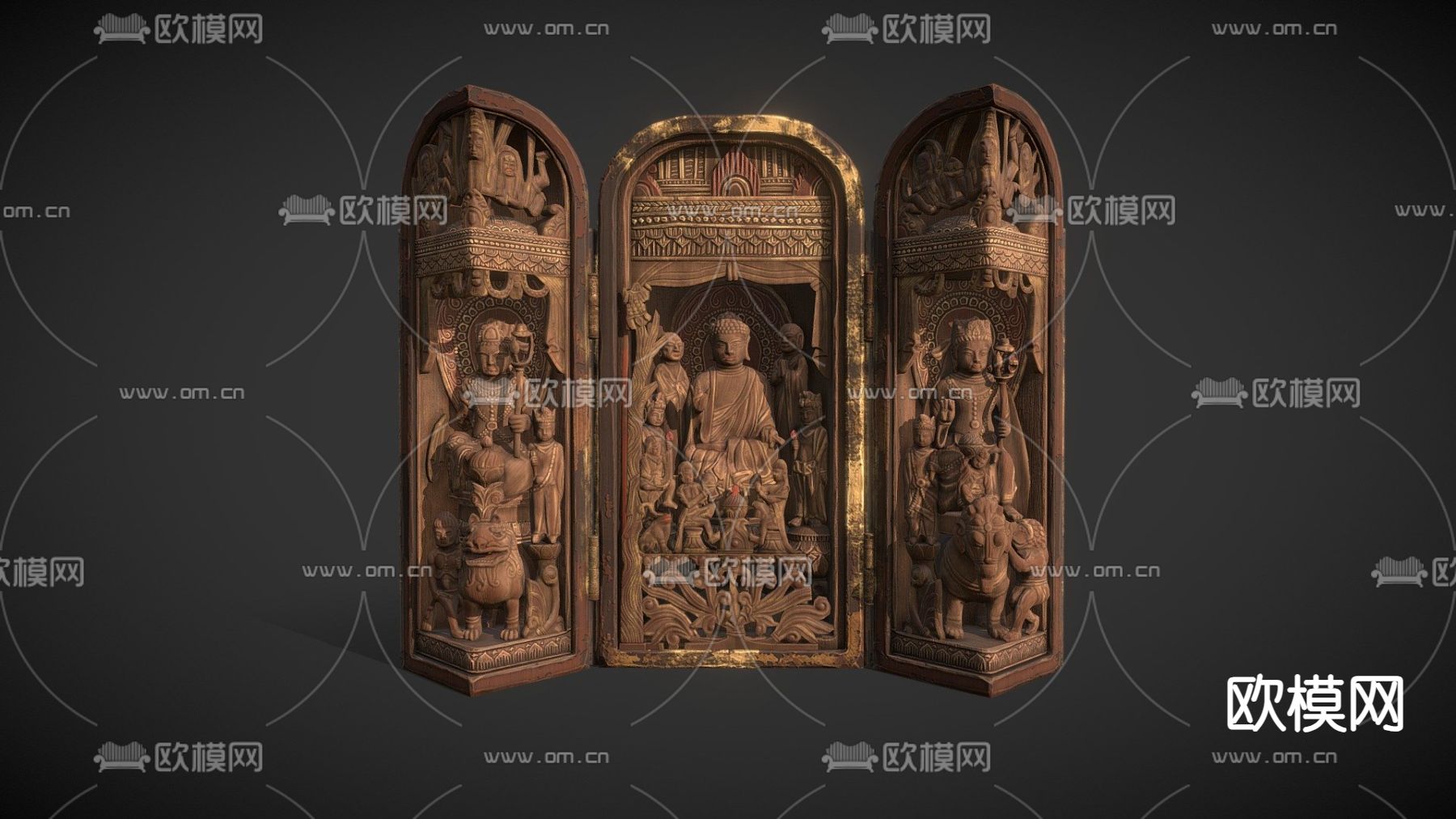 中式佛教雕塑3d模型下载