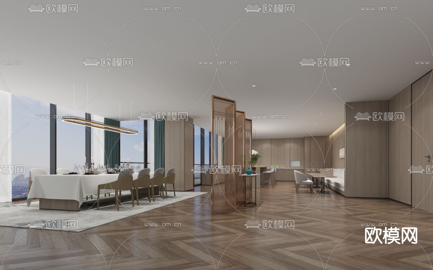 现代餐饮空间3d模型下载