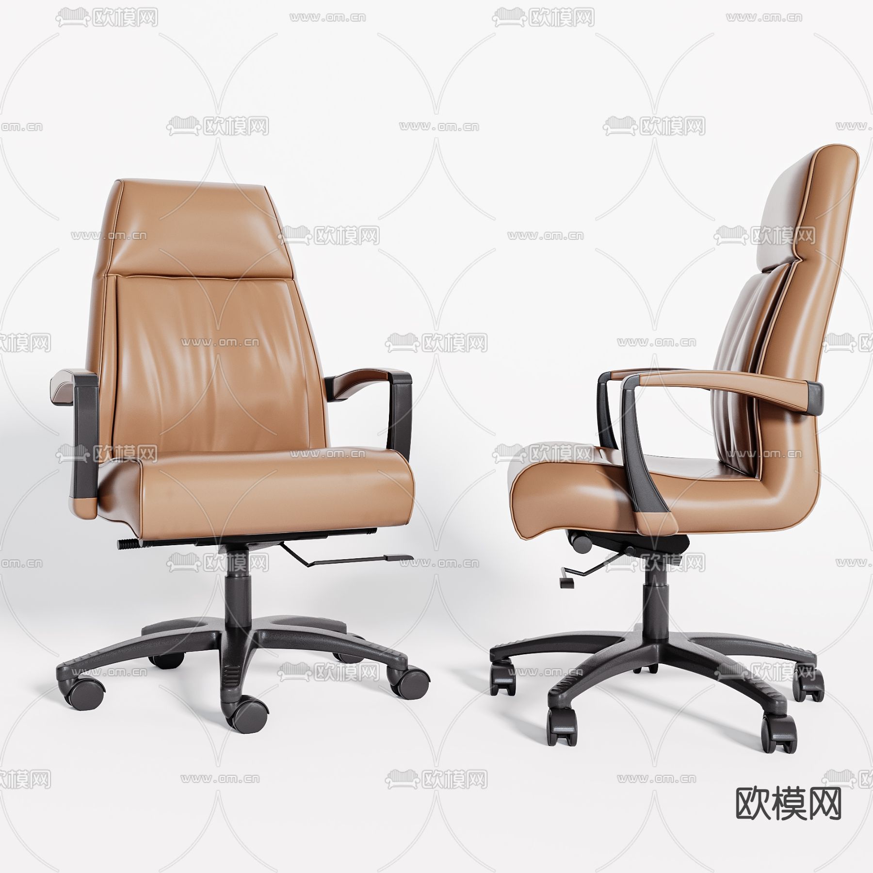 皮革办公椅 班前椅 职员椅3d模型下载