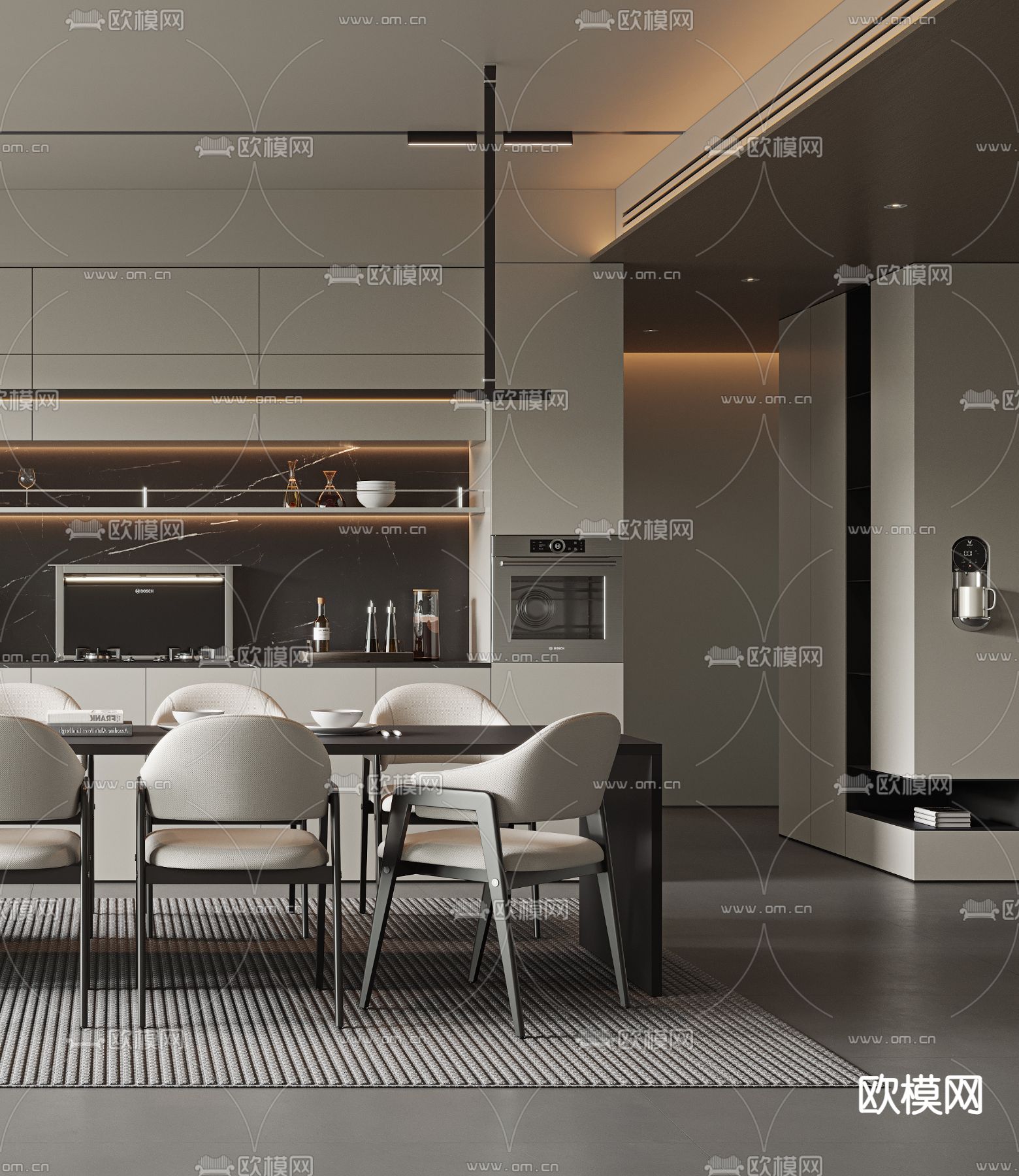中岛餐厅3d模型下载（渲染图2）