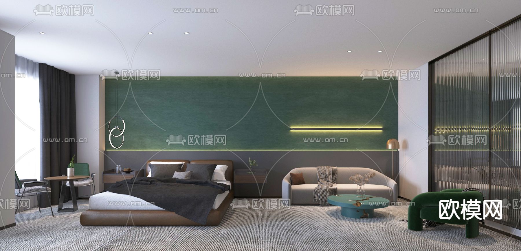 网咖电竞房 电竞酒店3d模型下载（渲染图2）