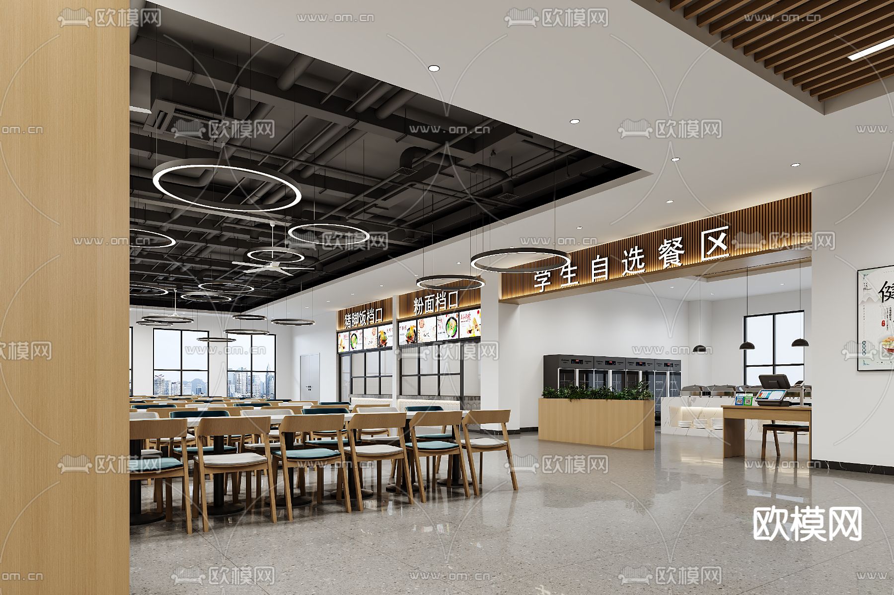 食堂3d模型下载（渲染图2）