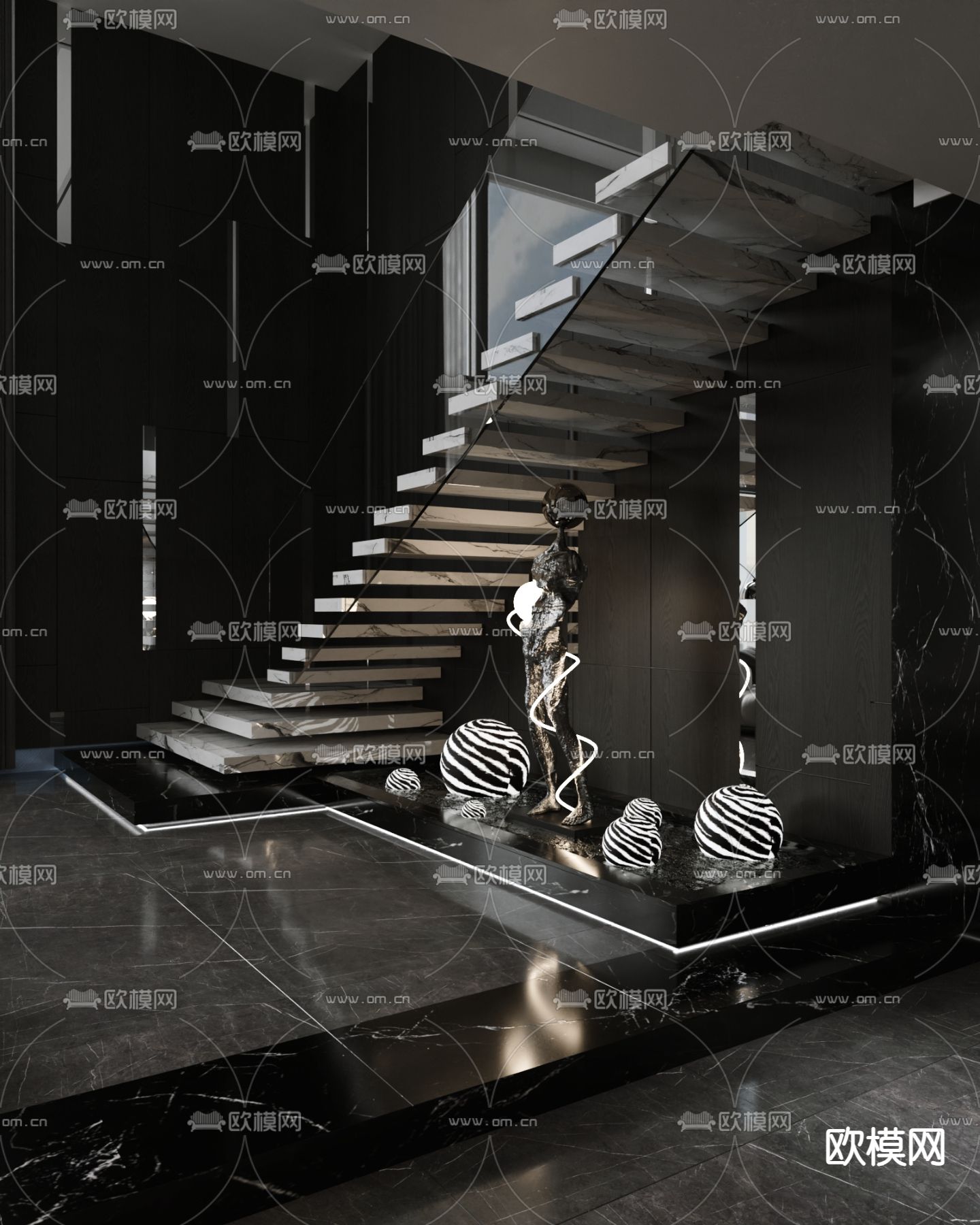 高级灰客餐厅su模型下载（渲染图9）