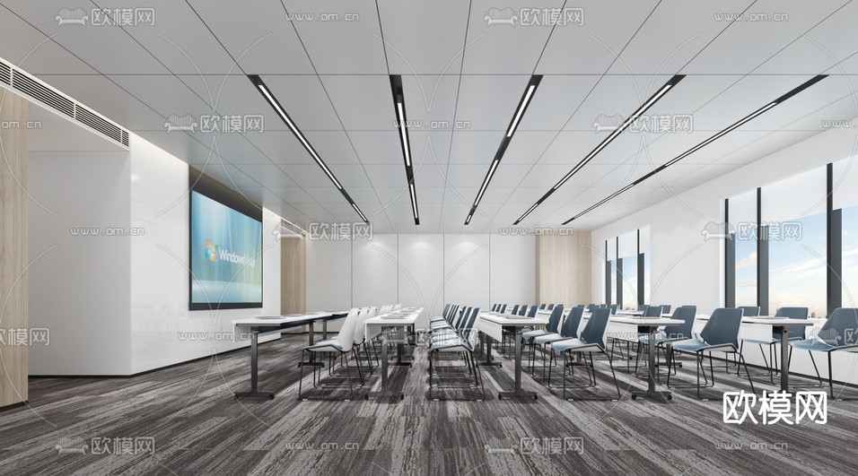 现代商业会议室3d模型下载