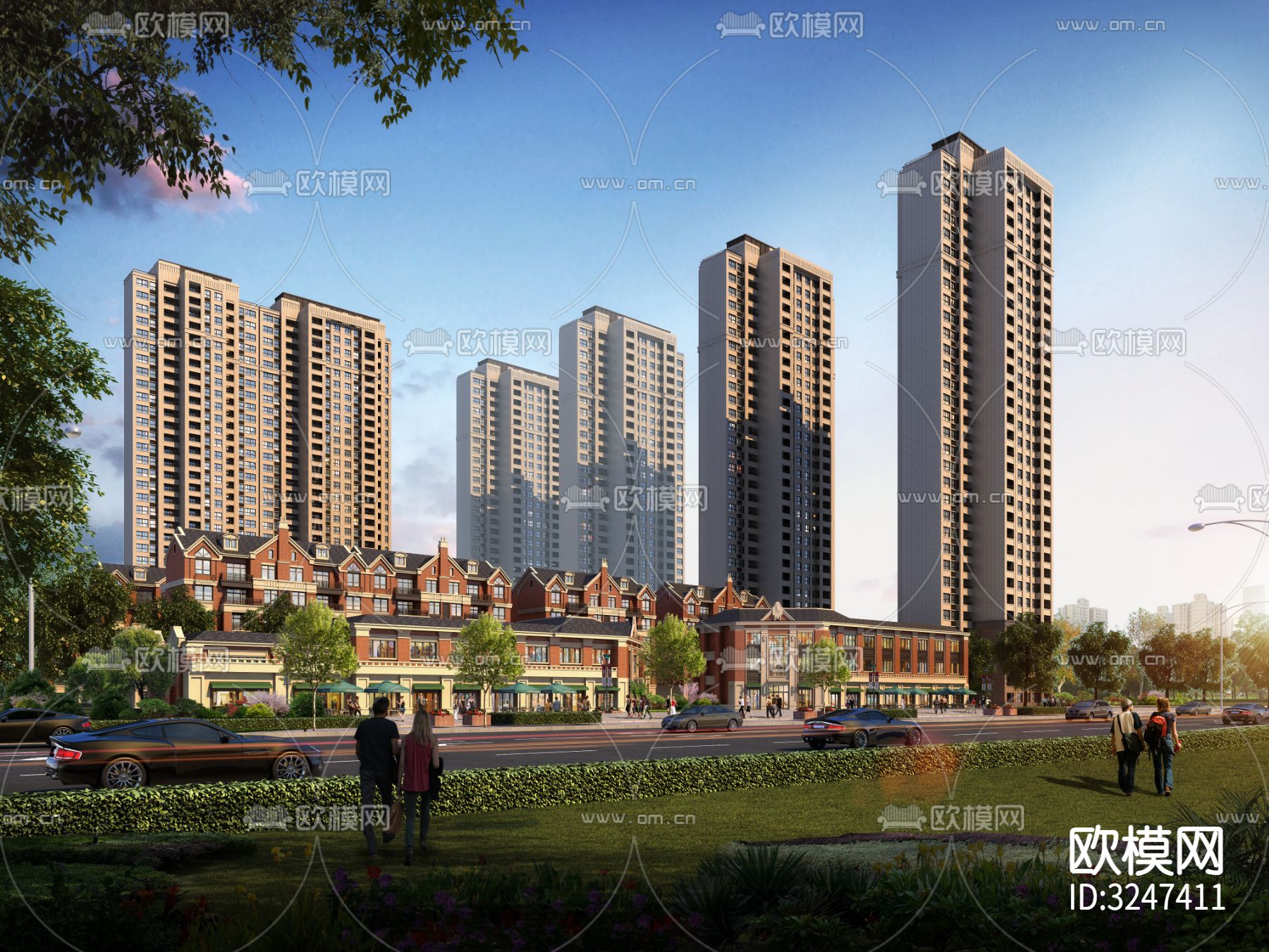 住宅楼装修效果图下载（渲染图1）