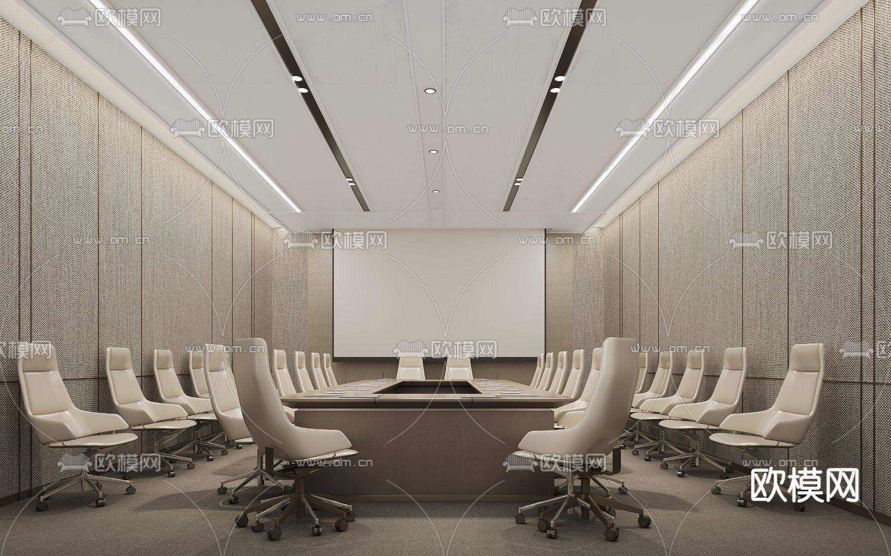现代会议室3d模型下载