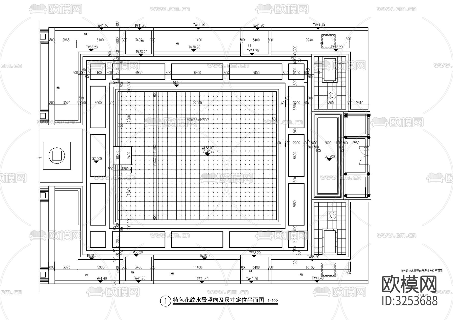 特色花纹水景详图cad大样图下载（渲染图2）